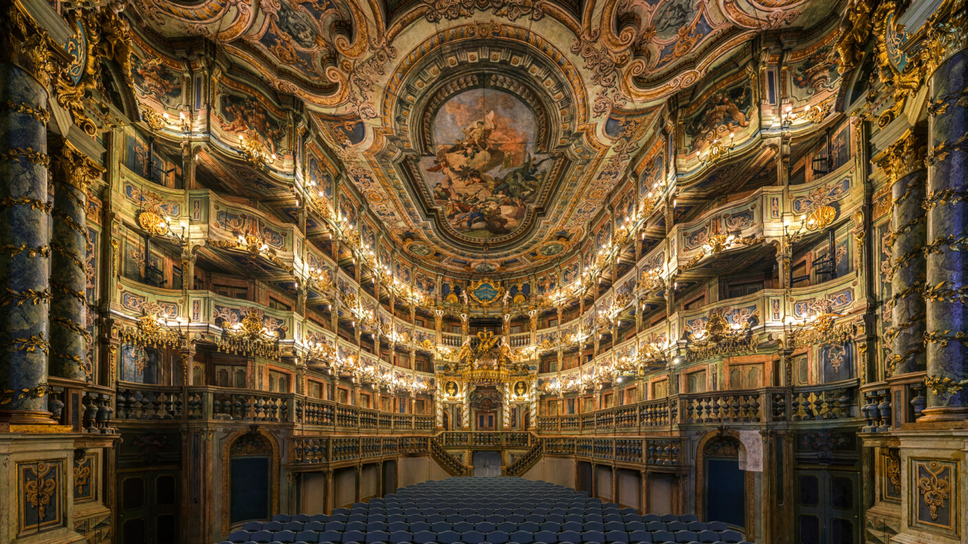 Markgräfliches Opernhaus Bayreuth. Innenraum mit Fürstenloge